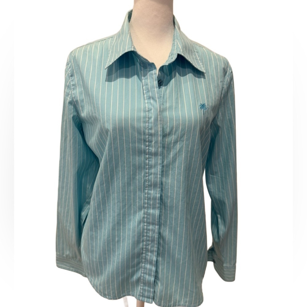 Lilly Pulitzer Striped Blue Button-Up Shirt. Size 8. #2050
